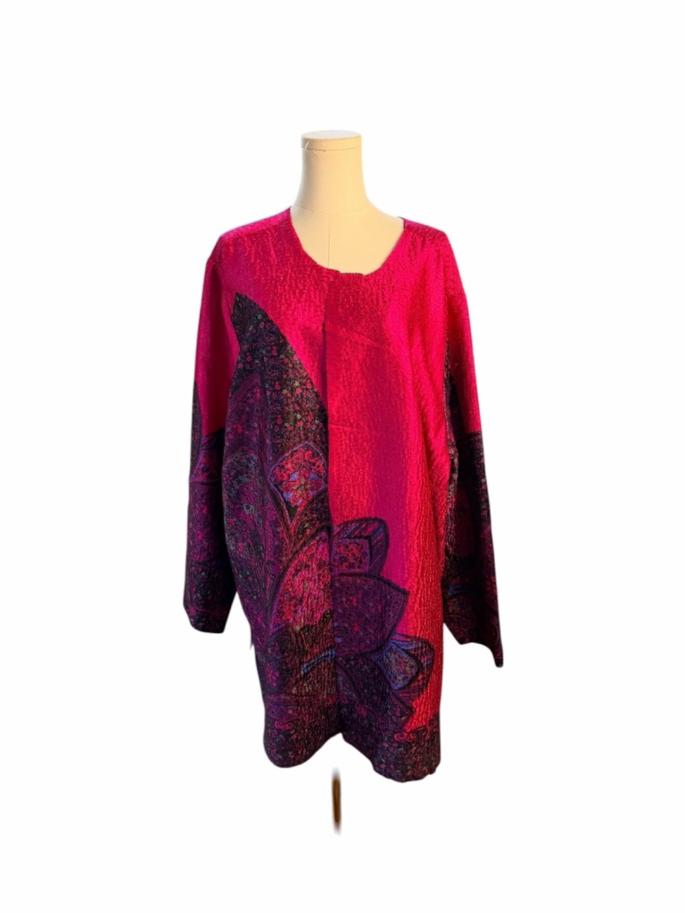 Wearable Art Abstract Elegant Evening Jacket   Statement Boho Pink Black